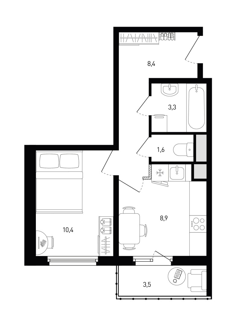 1 комнатная квартира № 275