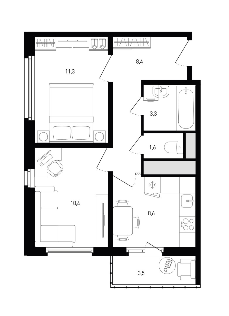 2 комнатная квартира № 289