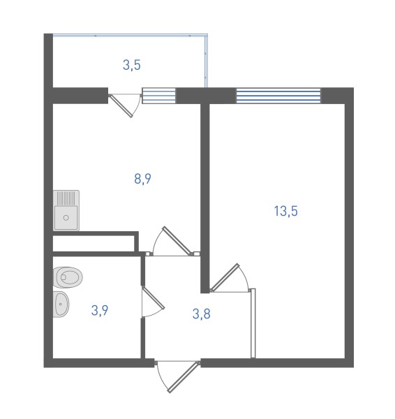 1 комнатная № 93