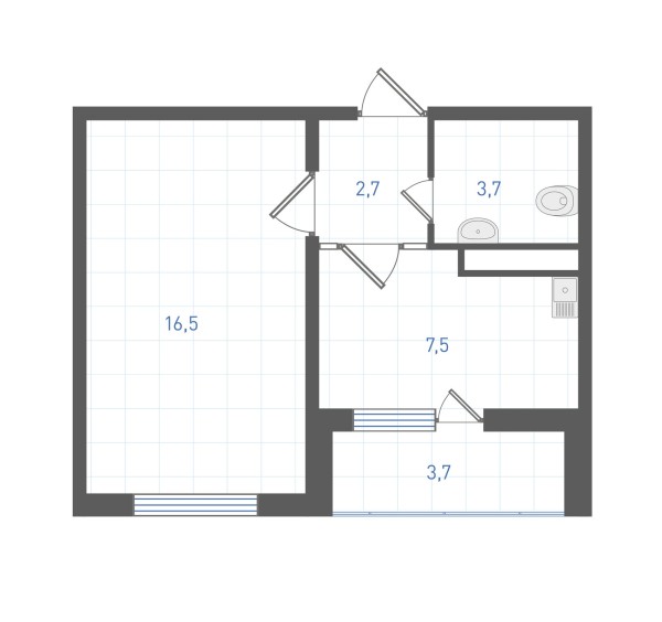 1 комнатная № 242