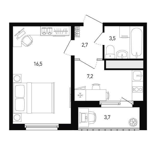 1 комнатная № 106