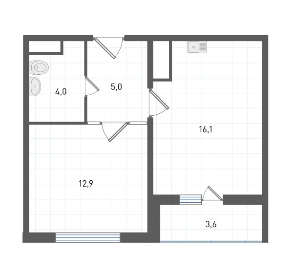 1 комнатная № 313
