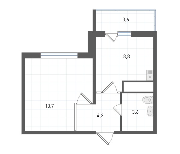 1 комнатная № 324