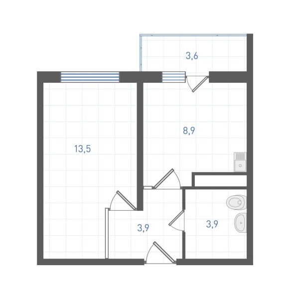 1 комнатная № 56