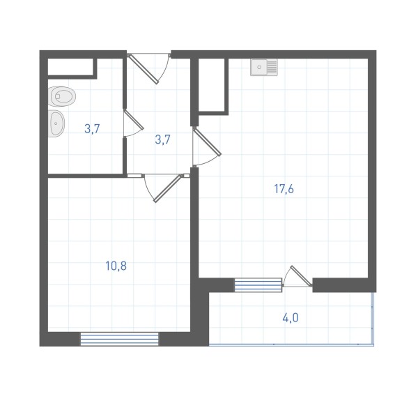 1 комнатная № 327