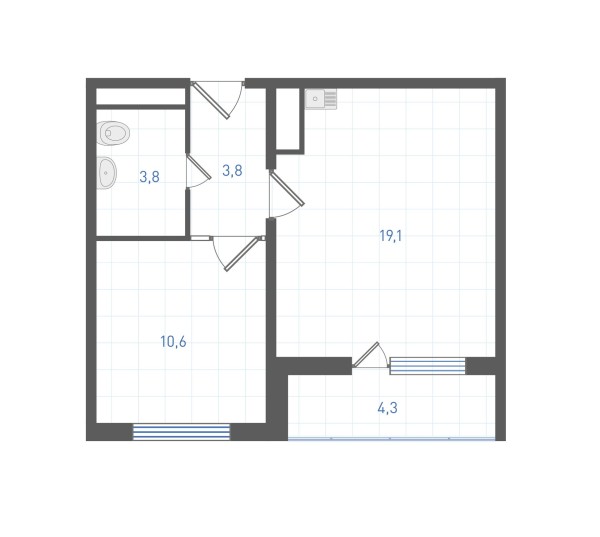 1 комнатная № 162