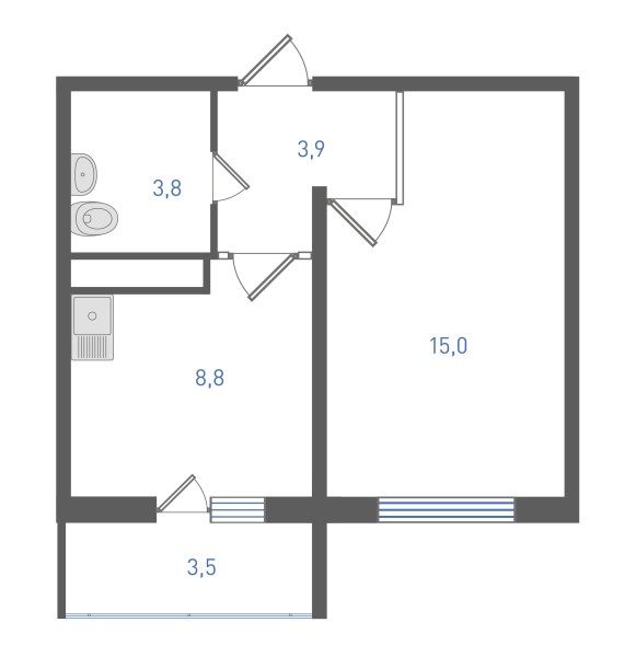 1 комнатная № 95