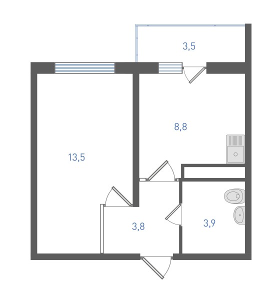 1 комнатная № 92
