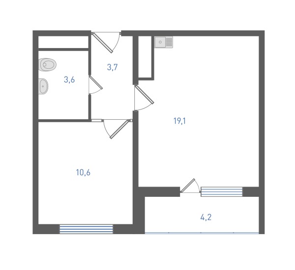 1 комнатная № 34