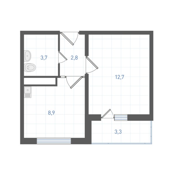 1 комнатная № 201