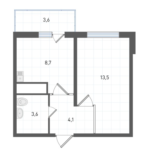 1 комнатная № 325