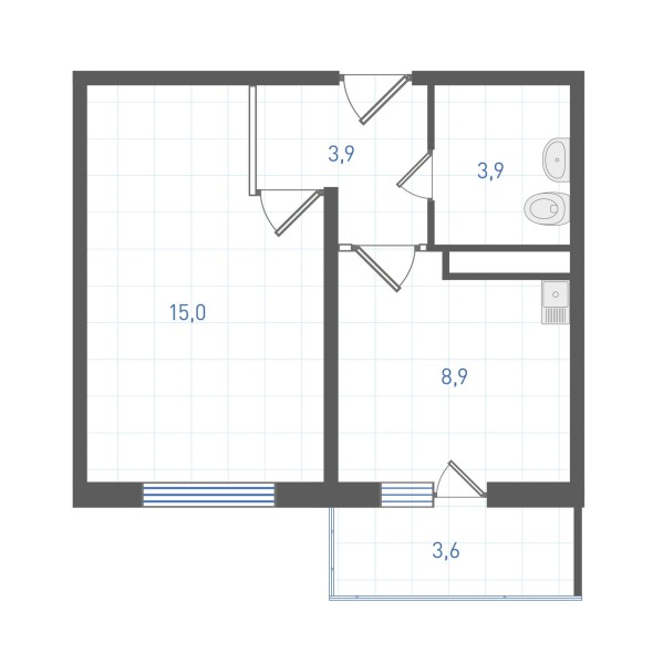 1 комнатная № 12