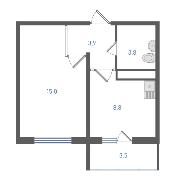 1 комнатная № 90