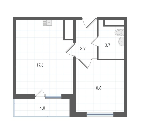 1 комнатная № 306