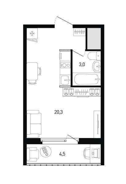 1 комнатная № 168