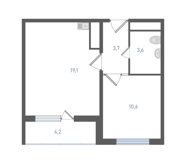 1 комнатная № 35